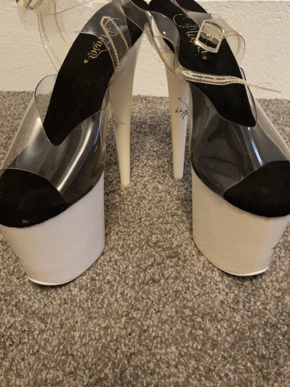 Pleaser Black & Clear Spider-Web Platform Heels - Picture 5 of 6